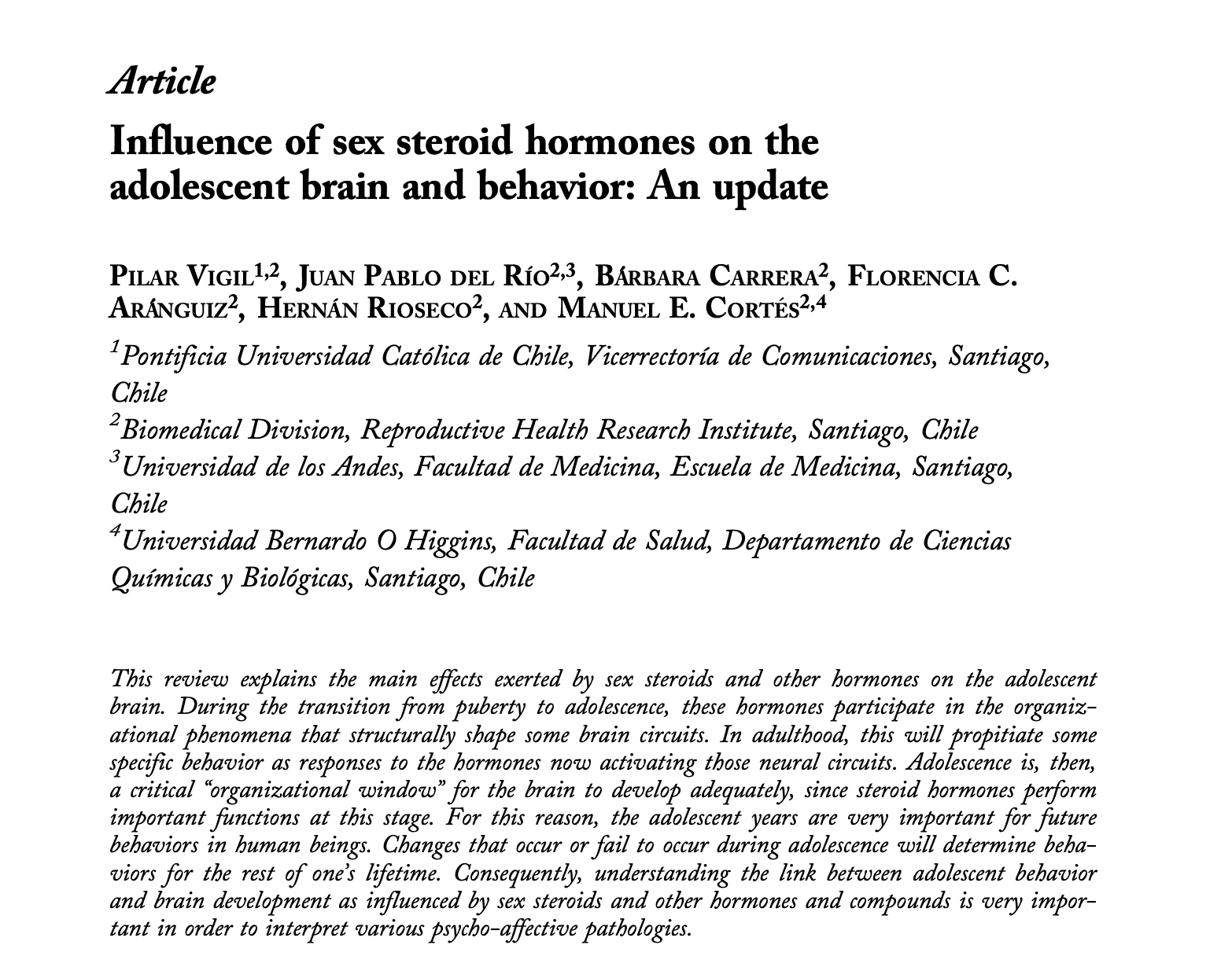 Influence of Sex Steroid Hormones on the Adolescent Brain and Behavior ...